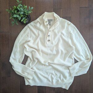 CREAM BEIGE BUTTON DETAIL VINTAGE KNIT SWEATER